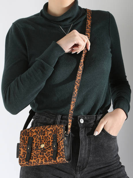 Leather Crossbody Bag Mini Leopard Paul marius Black leopard MINILEO other view 1