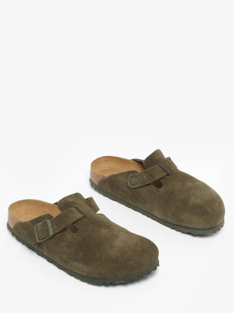 Slippers Boston In Leather Birkenstock Green women 1024714 other view 2