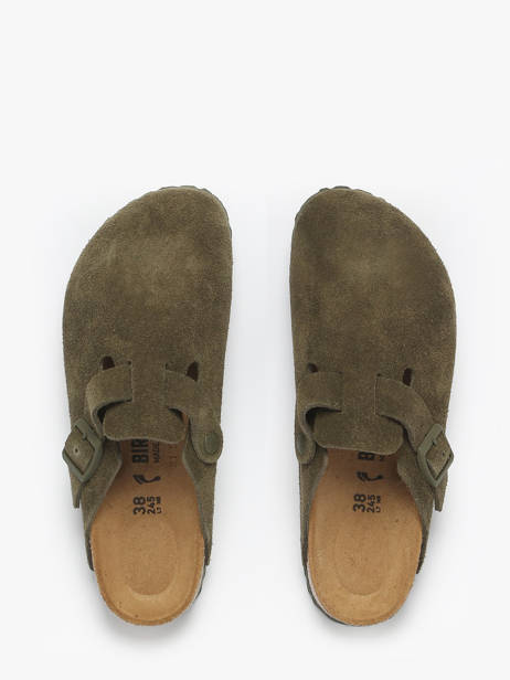 Slippers Boston In Leather Birkenstock Green women 1024714 other view 4
