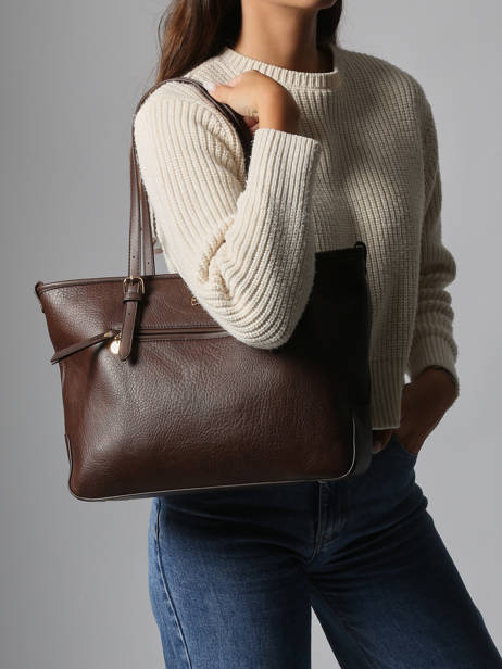 Shoulder Bag Zip Lulu castagnette Brown zip ZAHERE other view 1