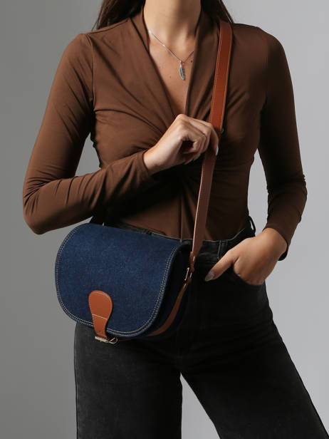 Le Bohémien Denim Brut Crossbody Bag Paul marius Blue denim brut BOHEMDEB other view 1