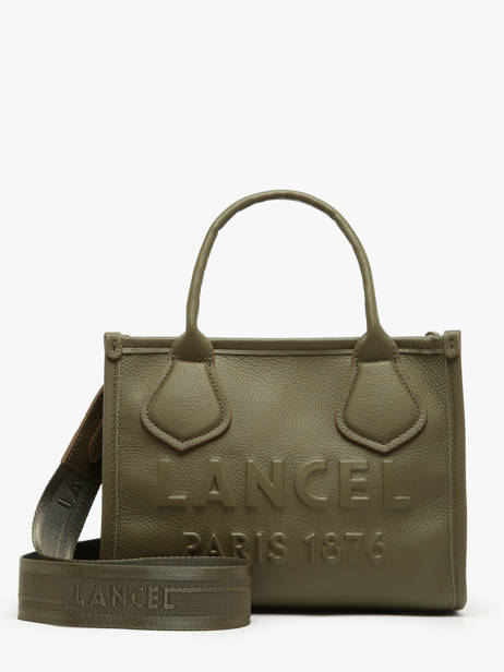 Small Leather Jour Tote Bag Lancel Green jour A12995