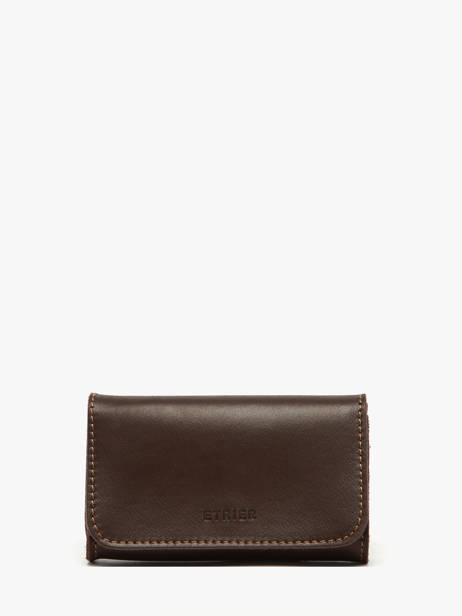 Coin Purse Leather Etrier Brown oil EOIL650