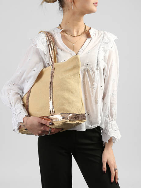 Le Cabas Zippé M Lin Et Paillettes Vanessa bruno Jaune cabas lin 31V40378 vue secondaire 1