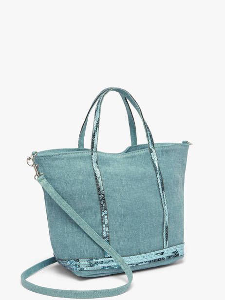 Petit Cabas Zippé Lin Et Paillettes Vanessa bruno Bleu cabas lin 31V40435 vue secondaire 2